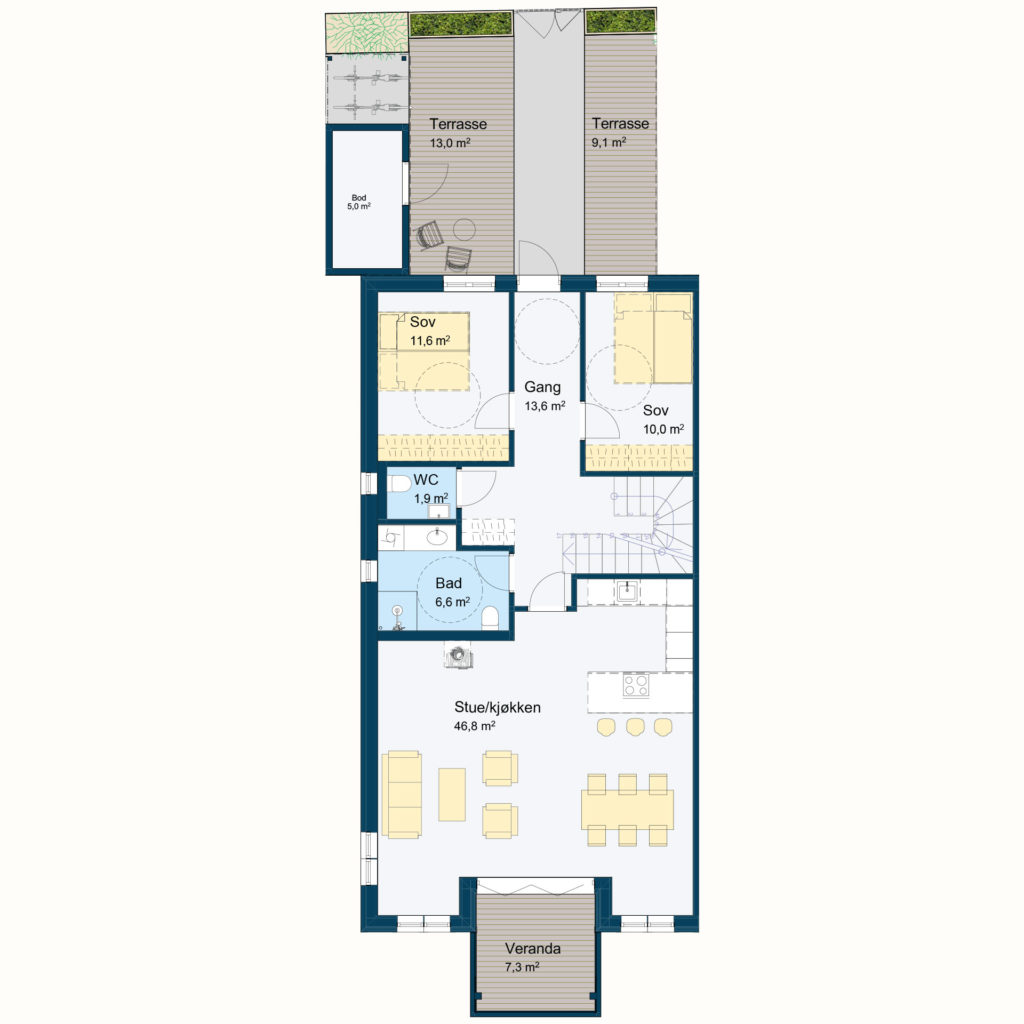 Plantegning bolig C201 Hovedetasje